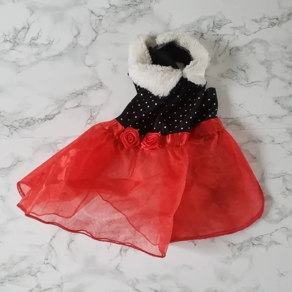 Dog Red Black Flower Dress